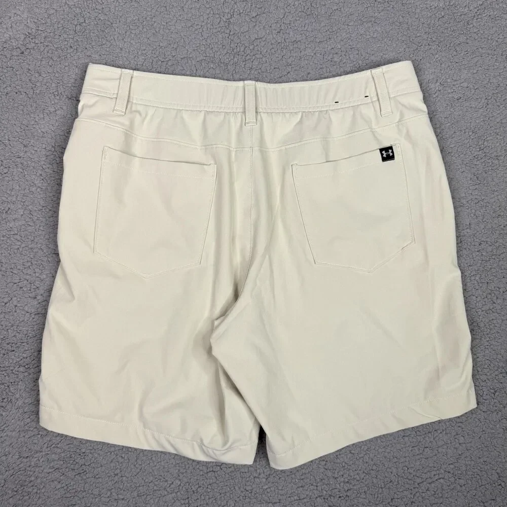 Under Armour Golf Shorts Mens 32 Beige UA Drive Deuces Performance Stretch Grip